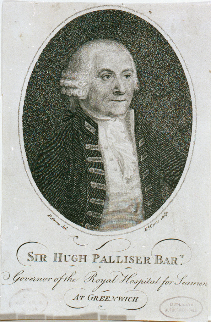 Detail of Sir Hugh Palliser Bart, Governor of the Royal Hospital for Seamen at Greenwich by Daniel Orme