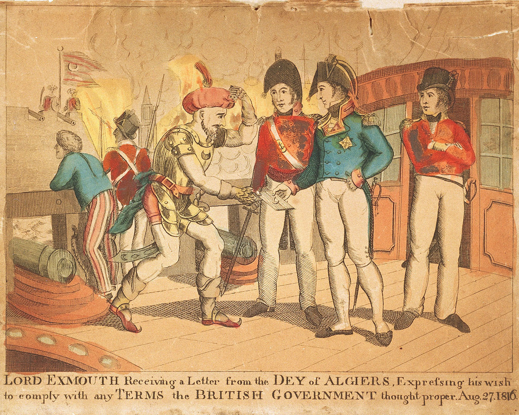 Detail of Lord Exmouth Receiving a Letter from the Dey of Algiers, Expressing his wish to comply with any terms the British Government Thought proper Aug 27 1816 by unknown