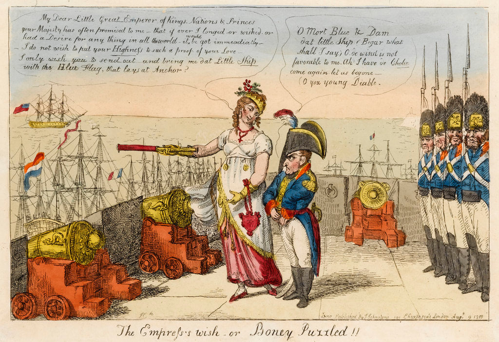 Detail of 'The Empress's wish or Boney Puzzled!! by Isaac Cruikshank