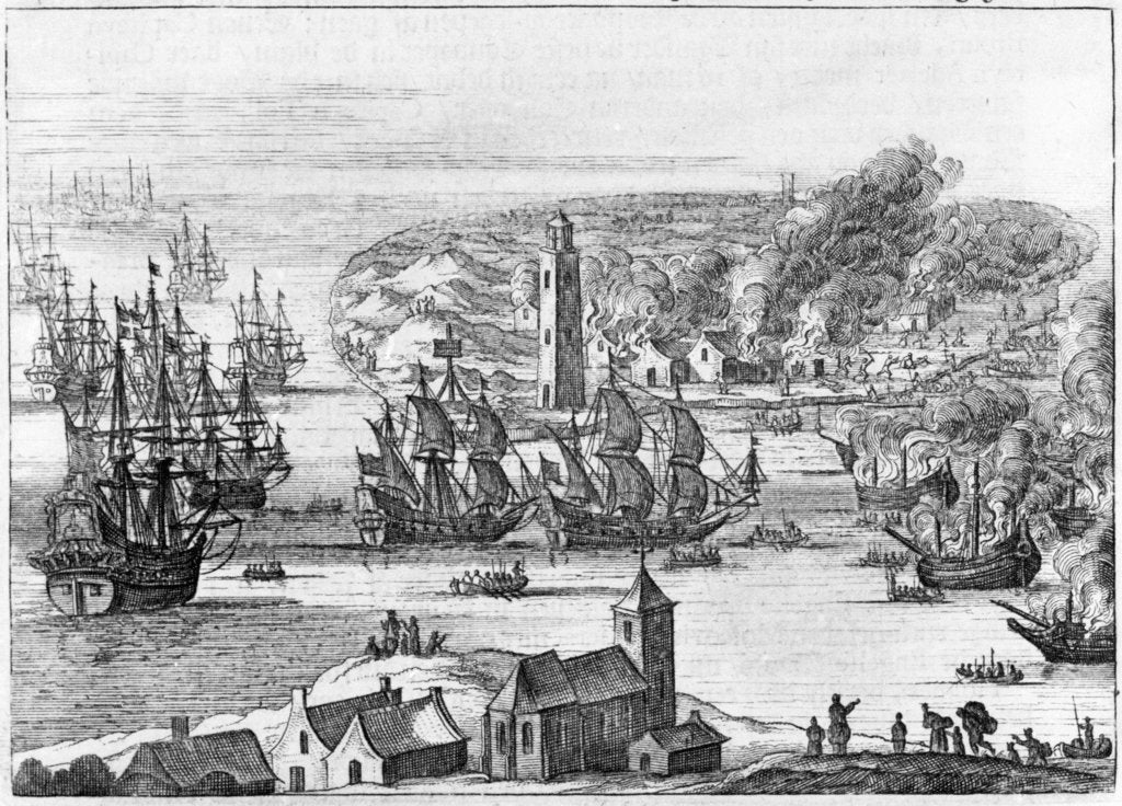 Detail of Destruction of the islands of Vlie and Schelling, 1666 by M. Willemsz