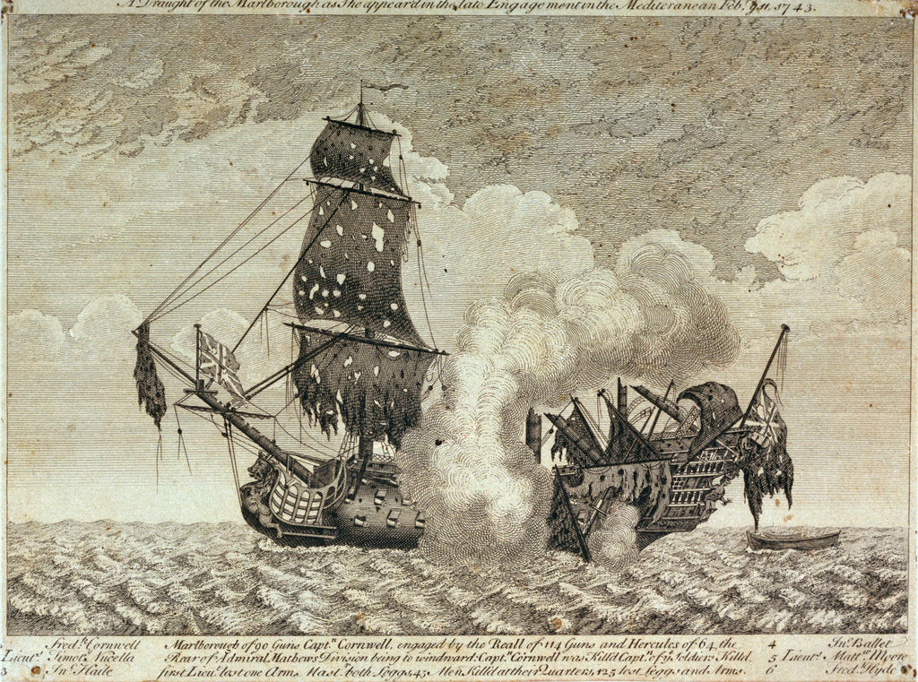 Detail of The 'Marlborough' in the Mediterannean, 11 February 1743 by unknown