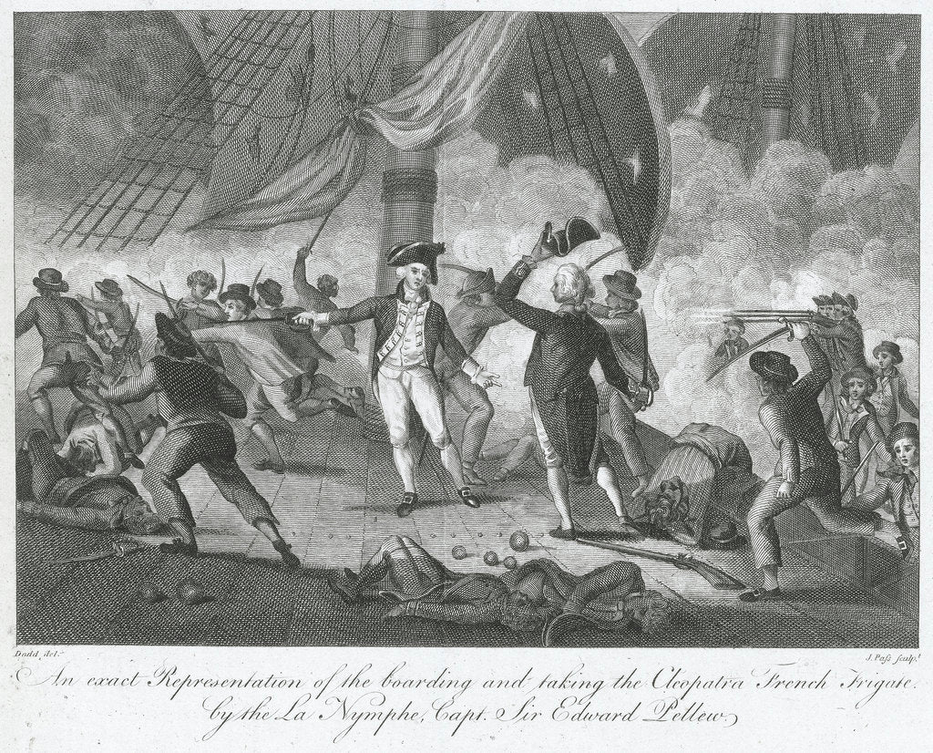Detail of Capture of 'La Cleopatre' by HMS 'La Nymphe' off the Start, 18 June 1793 by Robert Dodd