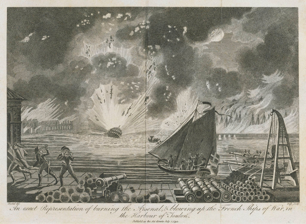 Detail of Burning of the arsenal and blowing-up of French ships of war in the harbour of Toulon by Crystal