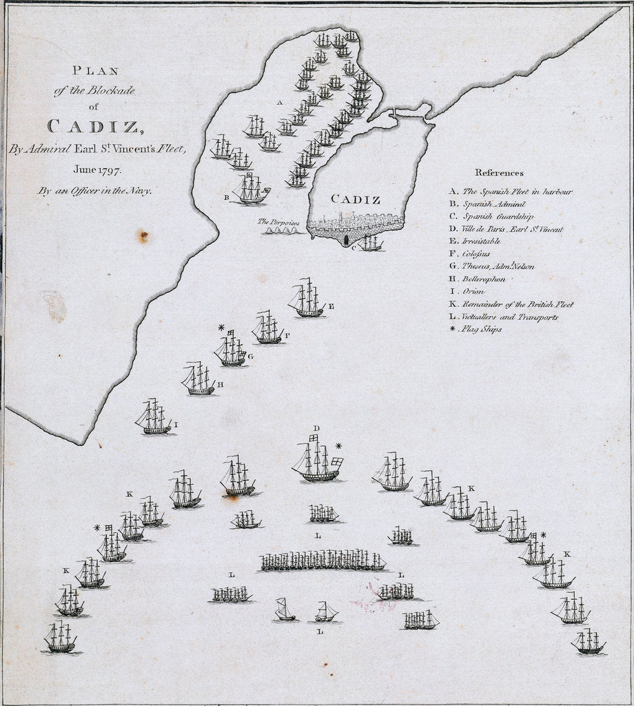 Detail of Plan of the blockade of Cadiz, June 1797 by unknown