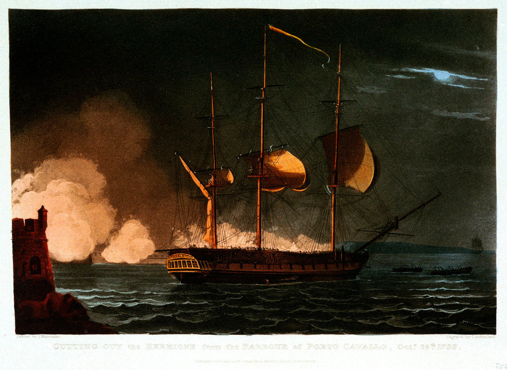 Detail of Cutting out the 'Hermione' from the harbour of Porto Cavallo, 25 October 1799 by Thomas Whitcombe