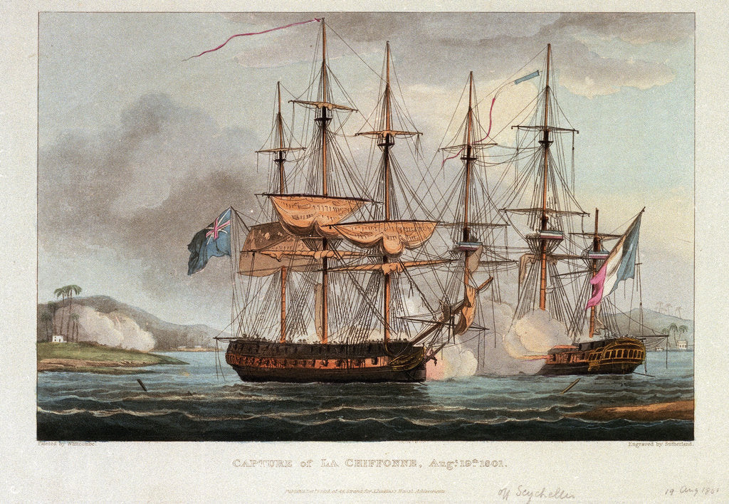 Detail of Capture of 'La Chiffonne', 19 August 1801 by Thomas Whitcombe