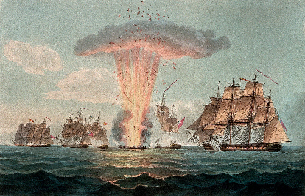 Detail of Capture and destruction of four Spanish frigates, 5 October 1804 by Nicholas Pocock