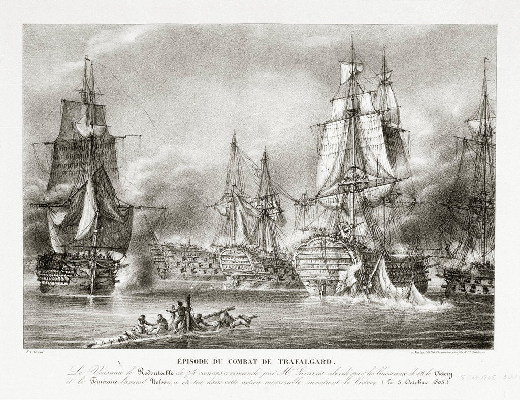 Detail of The Battle of Trafalgar, 21 October 1805 by P.C. Causse