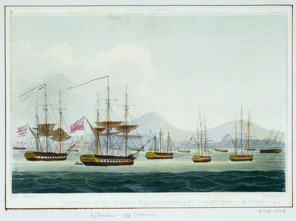 Detail of Capture of the 'Maria Riggersbergen', 18 October 1806 by Thomas Whitcombe
