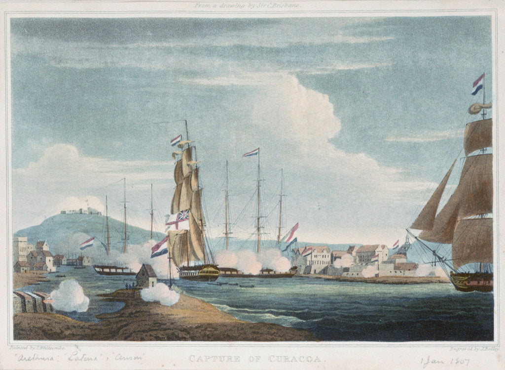 Detail of The capture of Curacao, 1807 by Thomas Whitcombe