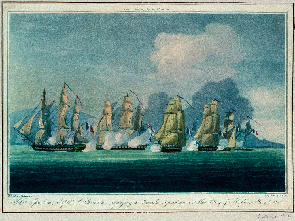 Detail of The 'Spartan' engaging a French squadron in the Bay of Naples, 3 May 1810 by Jahleel Brenton