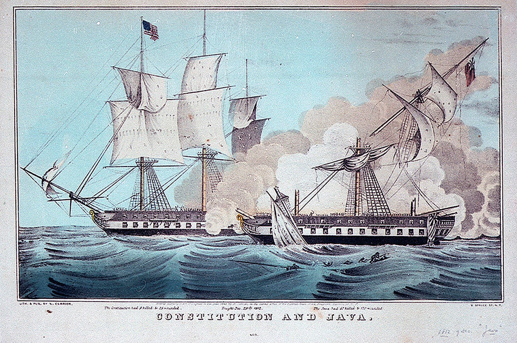Detail of Battle between the 'Constitution' and 'Java', 29 December 1812 by N. Currier