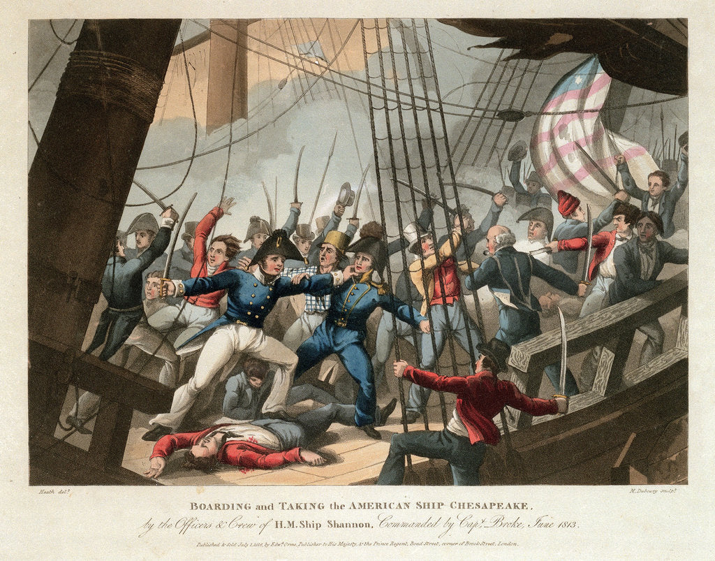Detail of Boarding of the American ship 'Chesapeake' by the crew of HMS 'Shannon', commanded by Captain Broke, June 1813 by William Heath