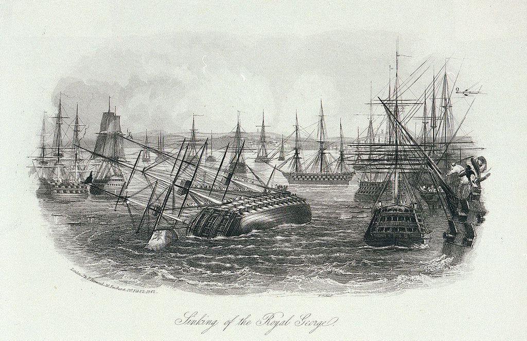 Detail of Sinking of the Royal George by J. & F. Harwood (publishers)