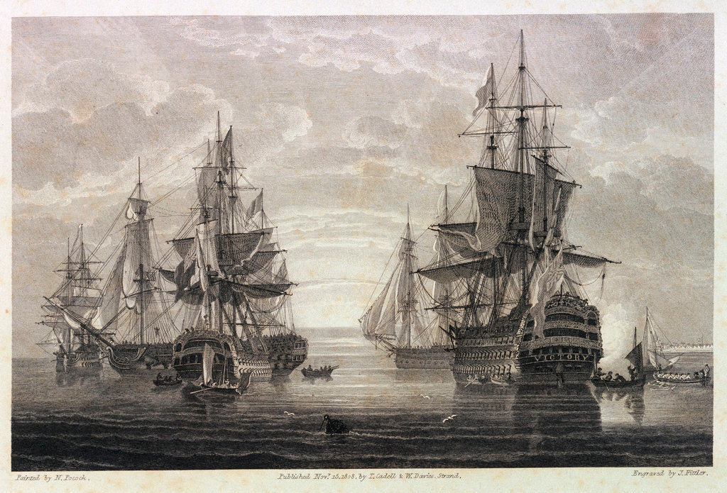 Detail of HMS 'Victory', 'Captain', 'Agamemnon', 'Vanguard' & 'Elephant' by Nicholas Pocock
