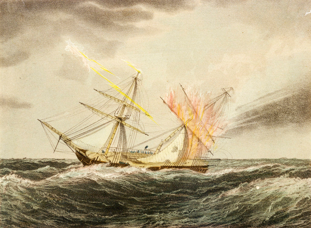 Detail of HMS 'Thisbe' on fire by lightning, 4 January 1786 by Nicholas Matthew Condy