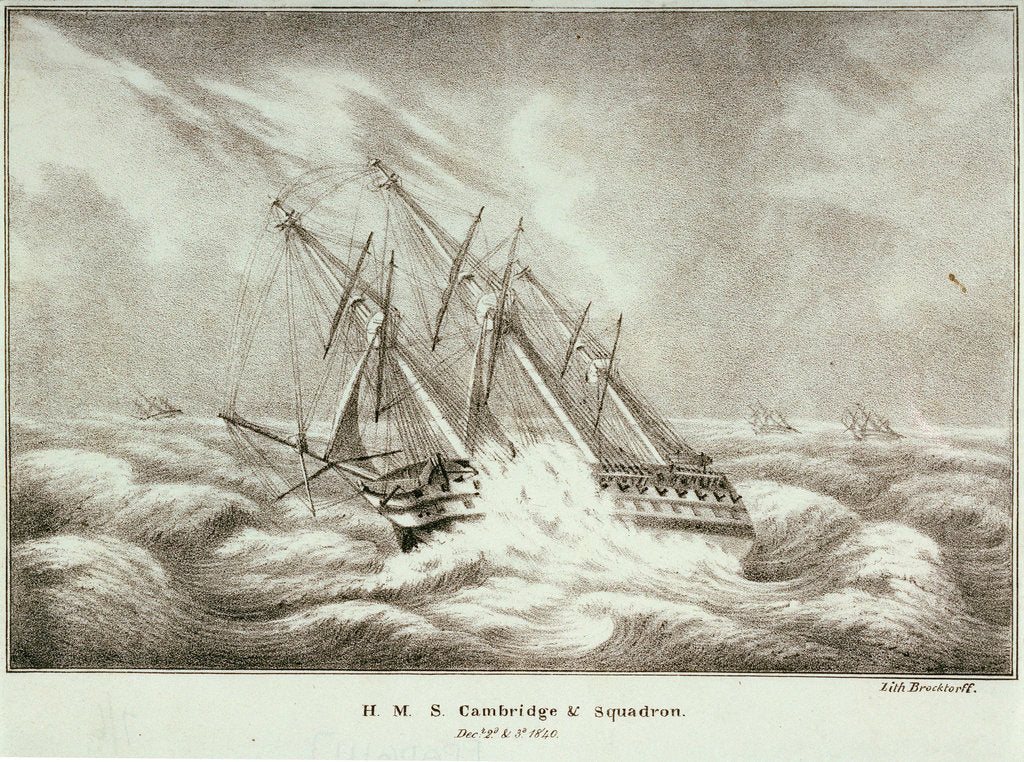 Detail of HMS 'Cambridge' and squadron, 2-3 December 1840 by Brocktorff
