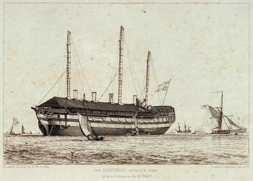 Detail of The 'Hastings' lying in the Medway by Edward William Cooke