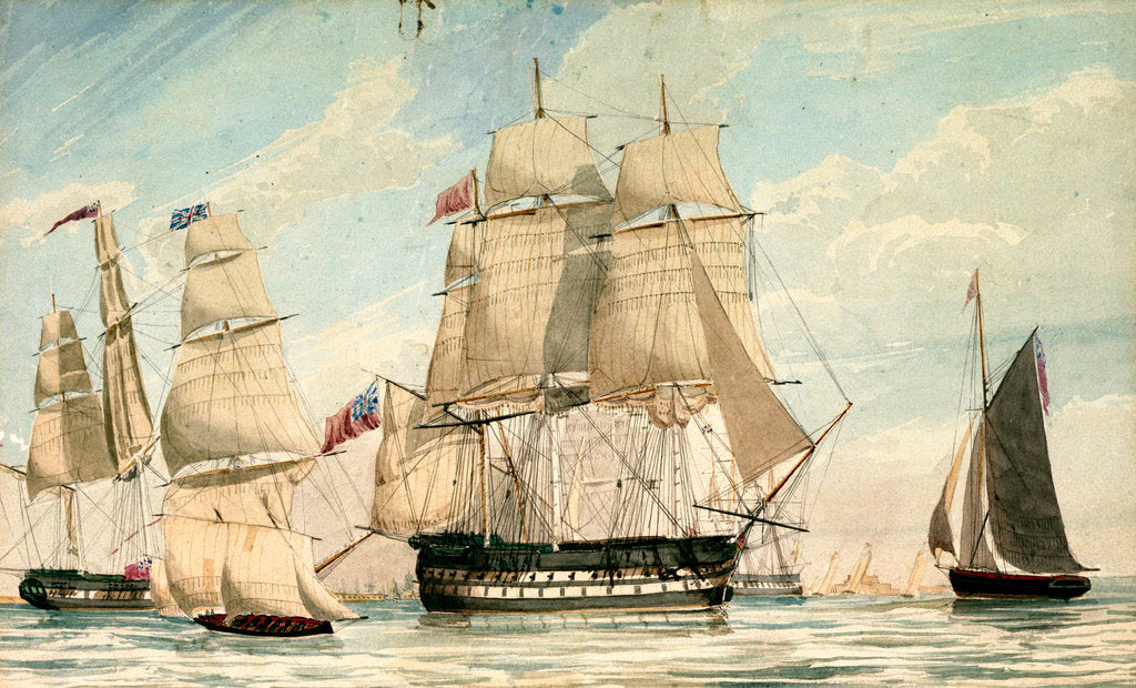 Detail of HMS 'Ganges' leaving Spithead on the 8 August 1826 by unknown