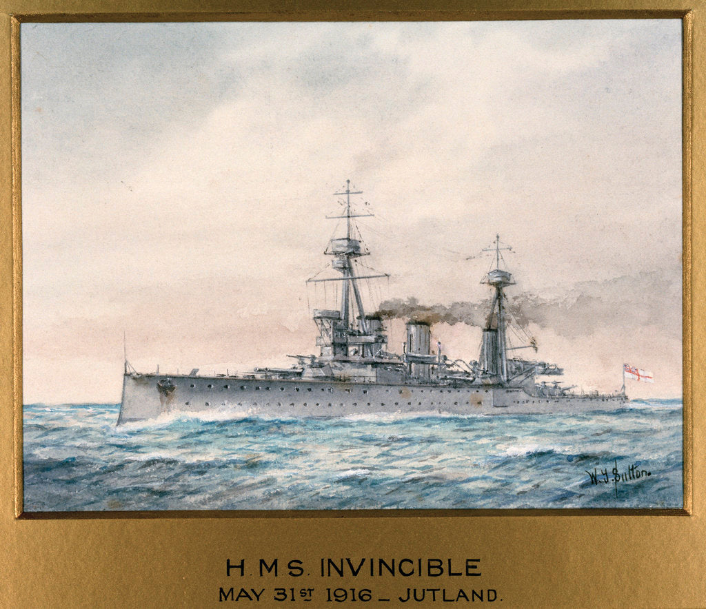 Detail of HMS 'Invincible' in Jutland, 31 May 1916 by W.J. Sutton