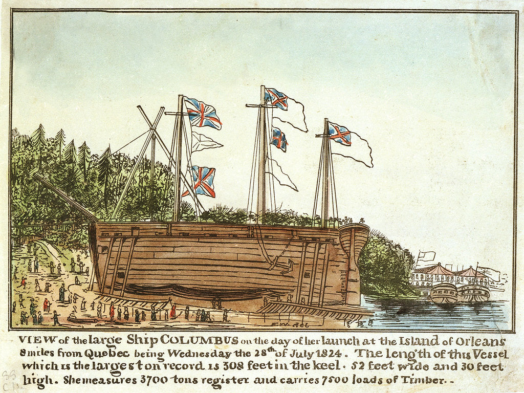 Detail of View of the 'Columbus' on the day of her launch, 28 July 1824 by Monogrammist 'FW'