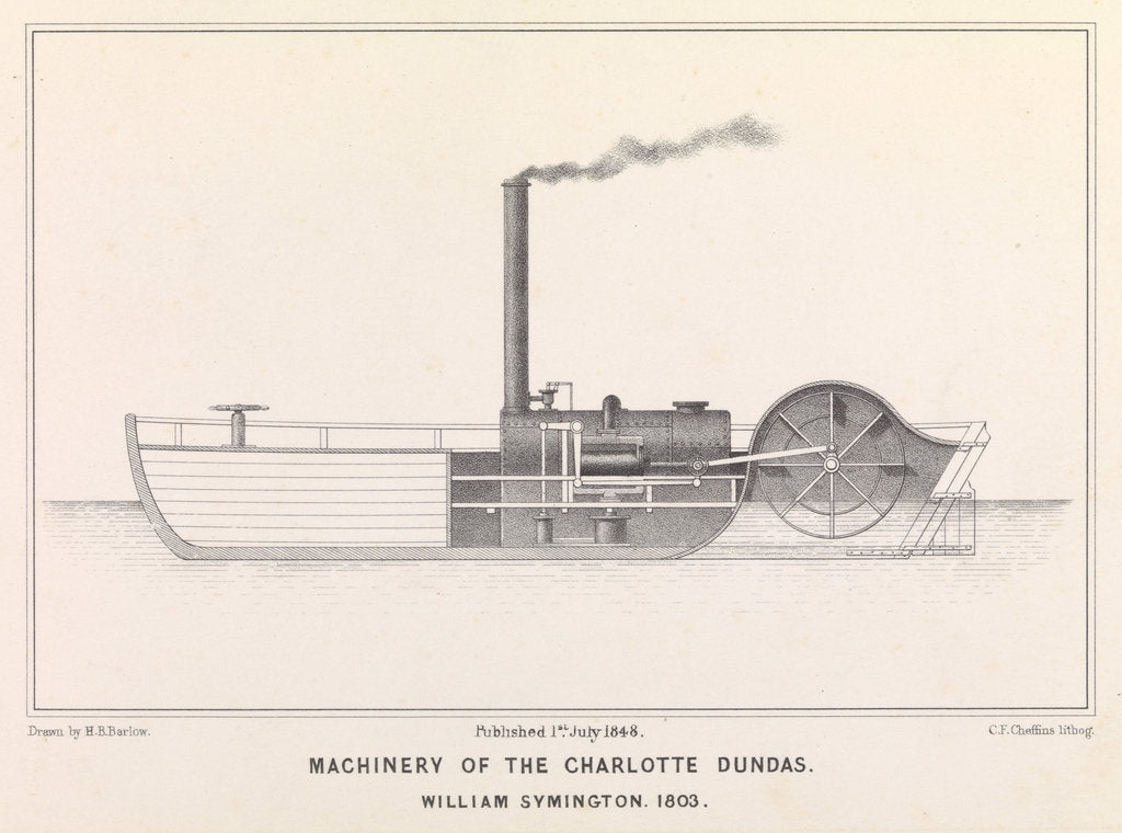 Detail of Plan of the 'Charlotte Dundas' (1802) by H. B. Barlow [artist]; C. F. Cheffins [engraver]