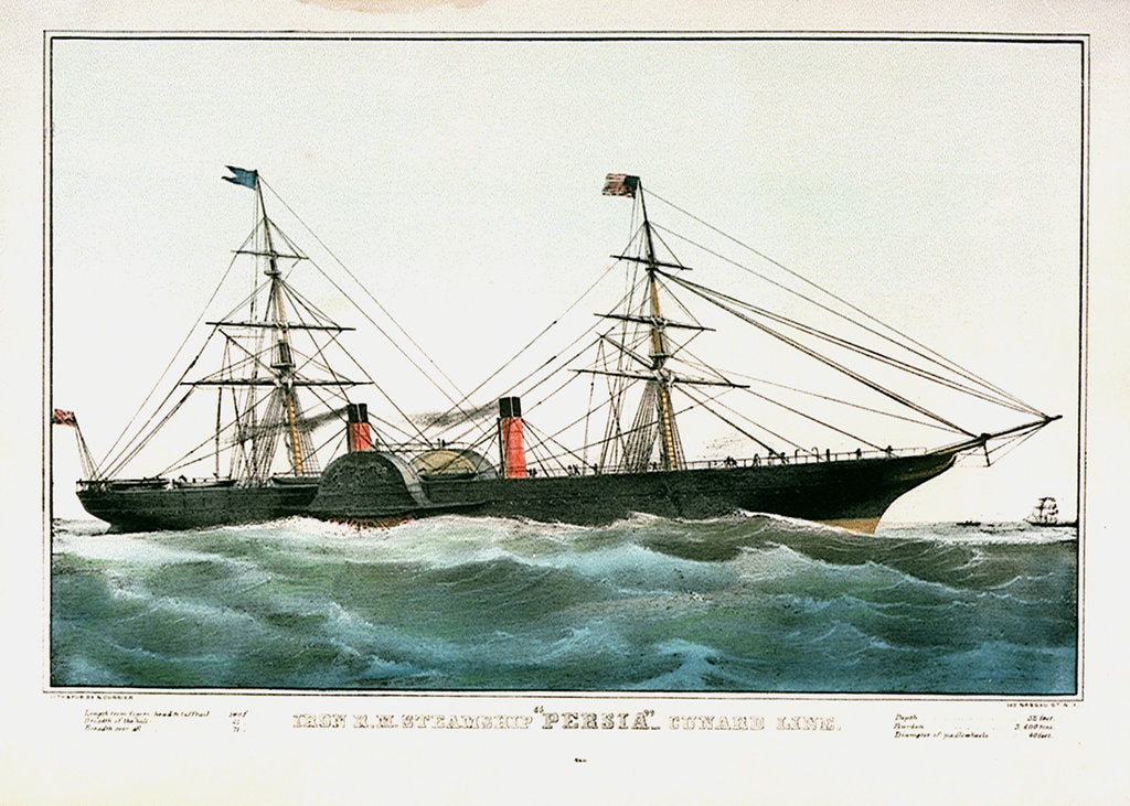 Detail of Iron R.M. Steamship 'Persia' - Cunard Line by N. Currier