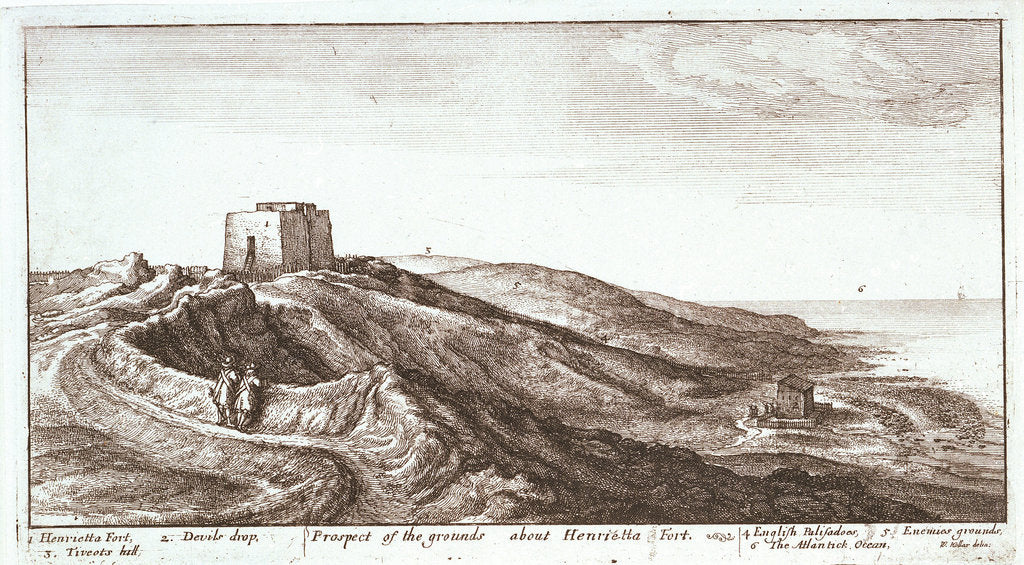 Detail of Prospect of the grounds about Henrietta Fort by Wenceslaus Hollar