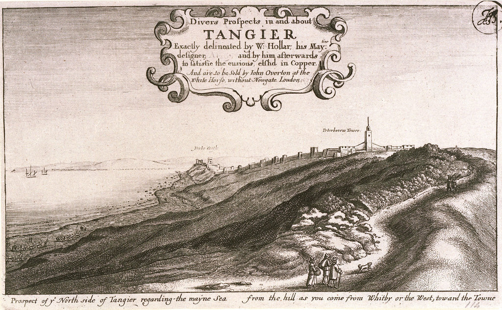 Detail of Prospect of y North side of Tangier regarding the mayne sea from the hill as you come from Whitby or the west, toward the Towne by Wenceslaus Hollar