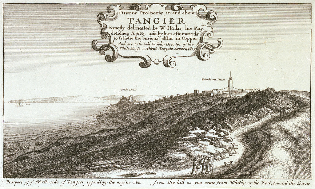 Detail of Prospect of y North side of Tangier regarding the mayne sea from the hill as you come from Whitby or the west, toward the Towne by Wenceslaus Hollar