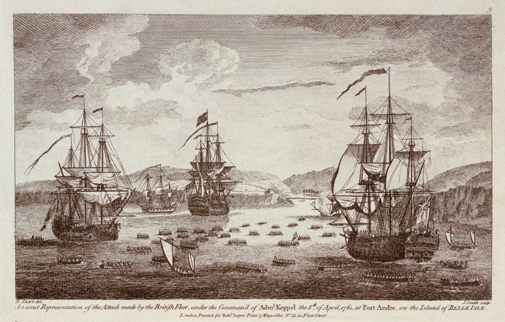 Detail of Attack by the British Fleet at Port Andre, on the Island of Belle Isle, 8 April 1761 by R. Short
