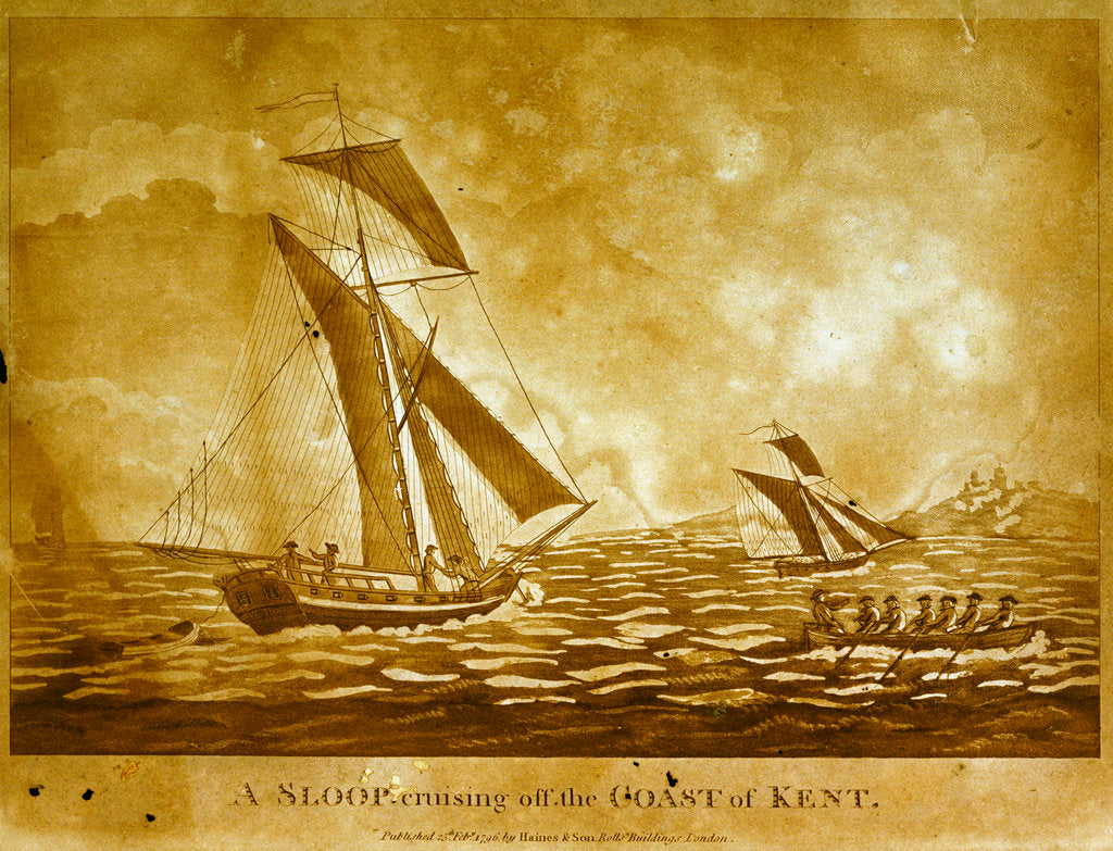 Detail of A sloop cruising off the Coast of Kent by Haines & Son