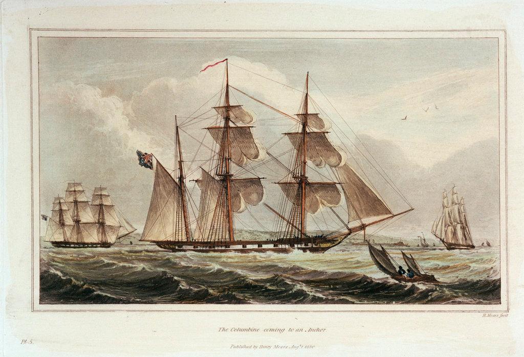 Detail of Six views of the 'Columbine' and The Experimental Squadron. Plate No. 5 by Henry Moses