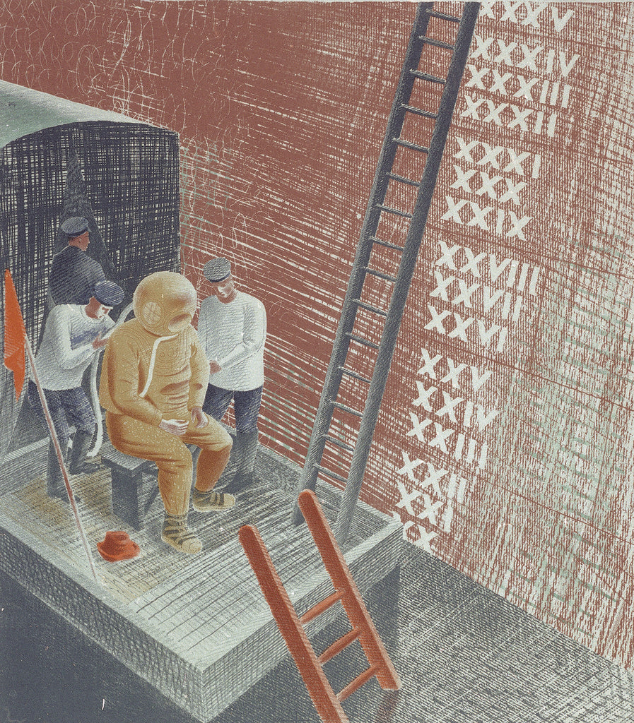 Detail of The Submarine Series: The diver by Eric Ravilious