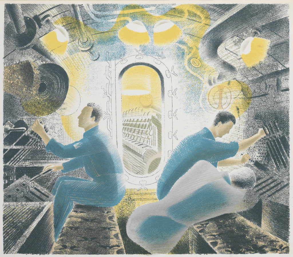 Detail of Diving controls while submerged by Eric Ravilious