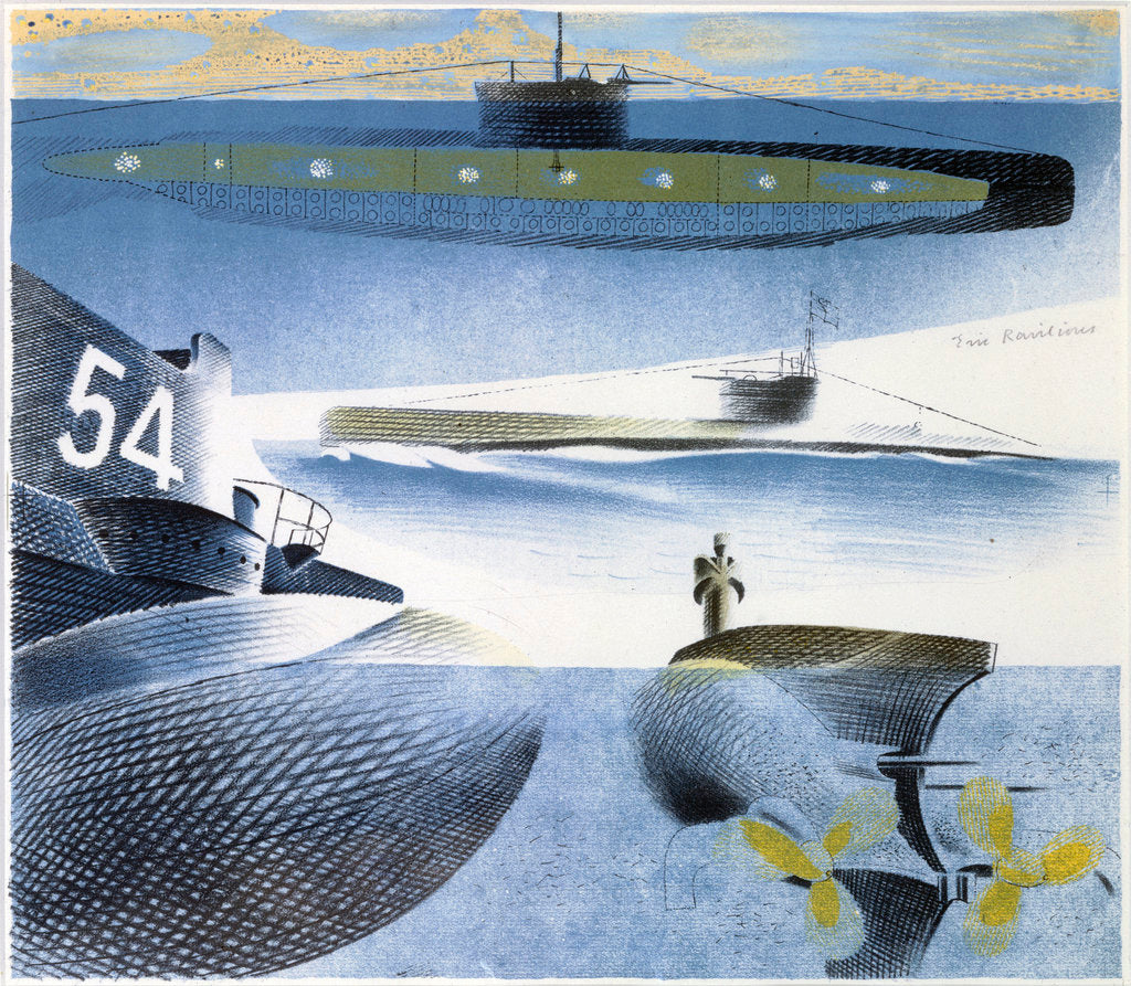 Detail of The Submarine Series: Submarine submerged by Eric Ravilious