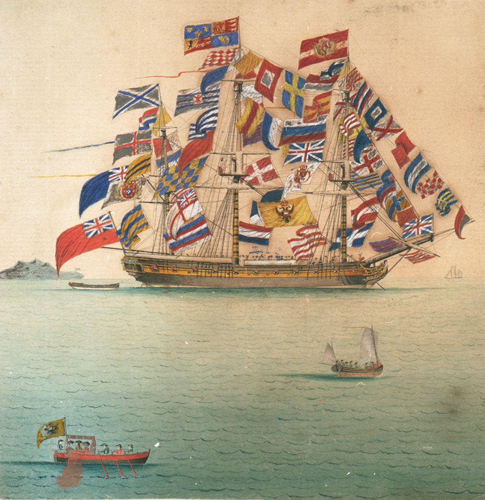 Detail of A ship dressed overall by unknown