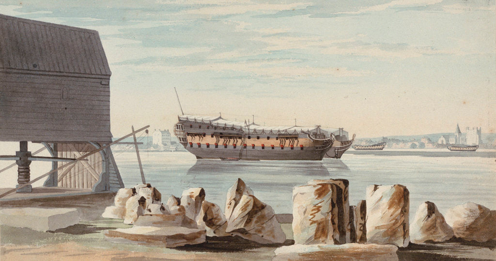 Detail of Rochester looking across from Chatham by George Bulteel Fisher