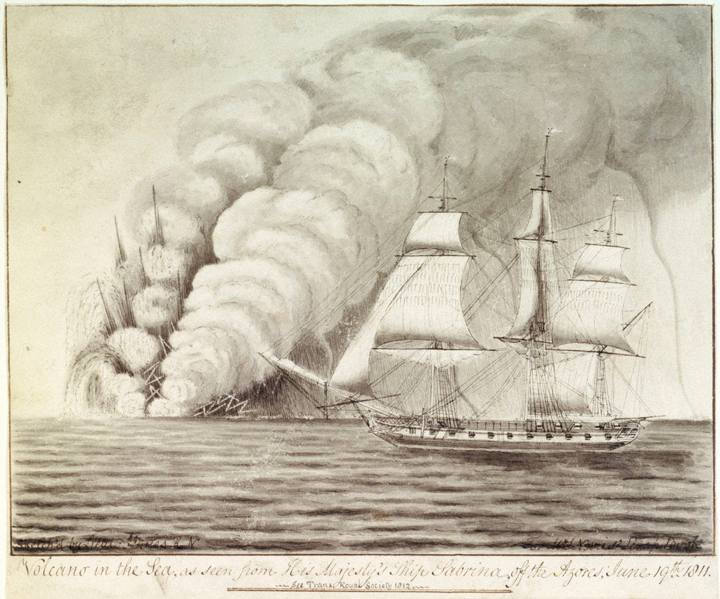 Detail of Volcano in the sea, as seen from His Majesty's Ship 'Sabrina', off the Azores, June 19th 1811 by John William Miles