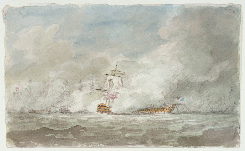 Detail of Battle of the First of June 1794, le 'Juste' and 'Invincible' by Nicholas Pocock