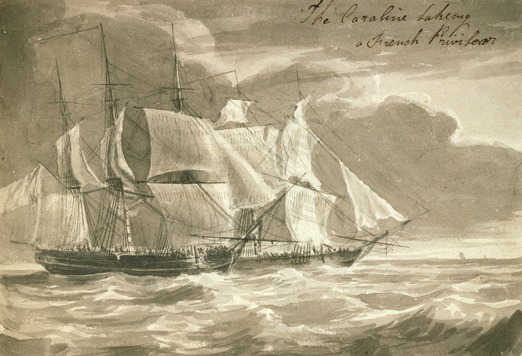 Detail of The 'Caroline' taking a French privateer by British School
