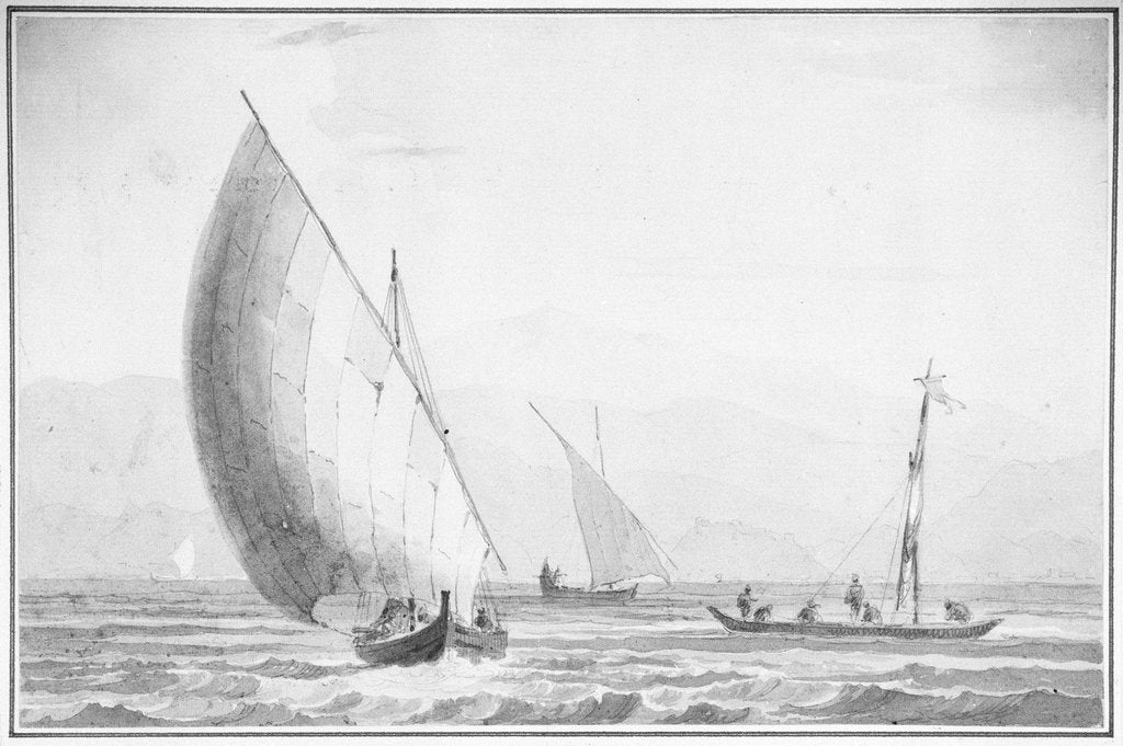 Detail of Indian sailing boats by Thomas Daniell