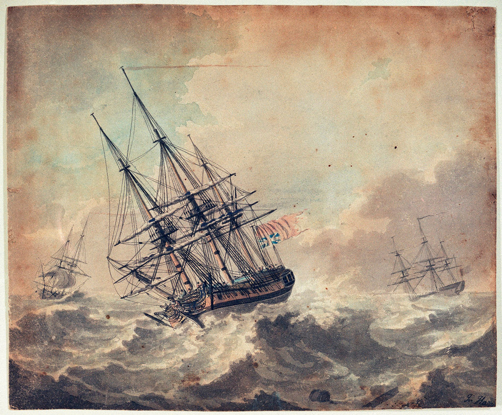 Detail of An English frigate in distress by John Harris