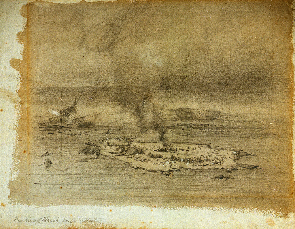 Detail of Study for a painting of wreck reef by William Westall