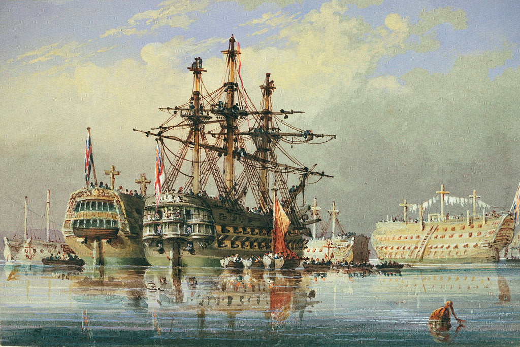 Detail of Ships in ordinary at Devonport by Nicholas Matthew Condy