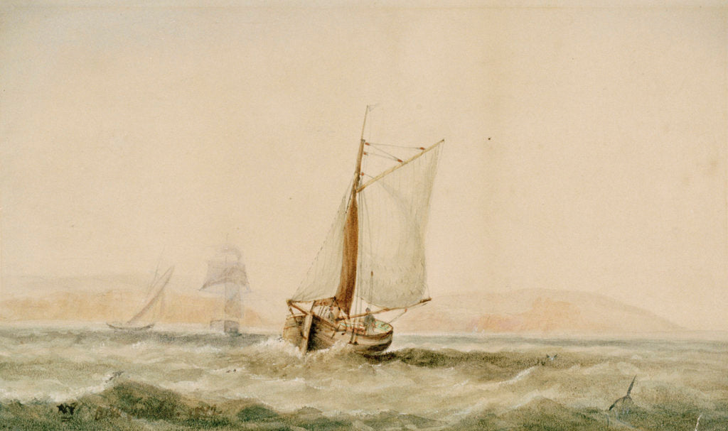 Detail of A lugger in a breeze by Arthur Wellington Fowles