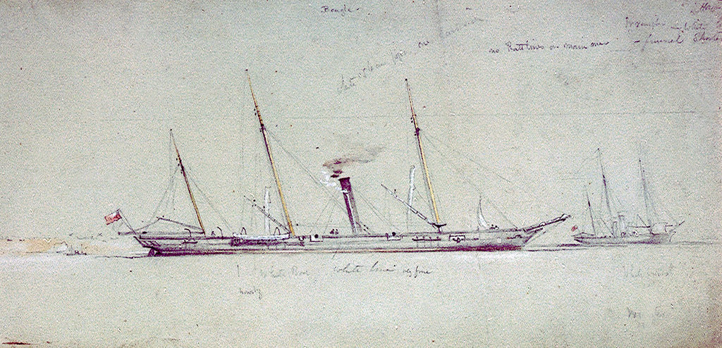 Detail of HMS 'Beagle' and 'Wrangler' by Oswald Walter Brierly
