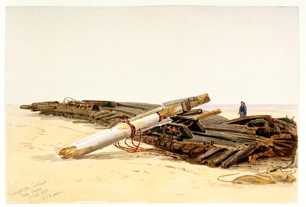 Detail of Wreck of the 'Ellen Southard' lying on Crosby Sands, 11 October 1875 by G.S. Walters