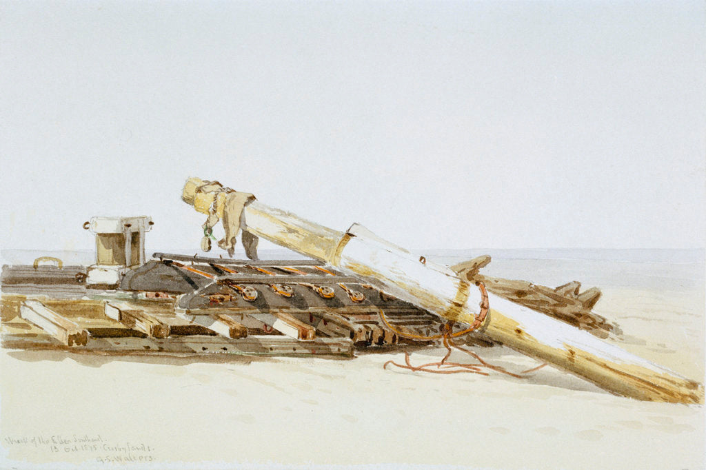 Detail of Wreck of the Ellen Southard lying on Crosby Sands, 13 October 1875 by G.S. Walters