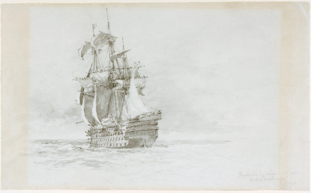 Detail of HMS 'Marlborough' by Eduardo de Martino